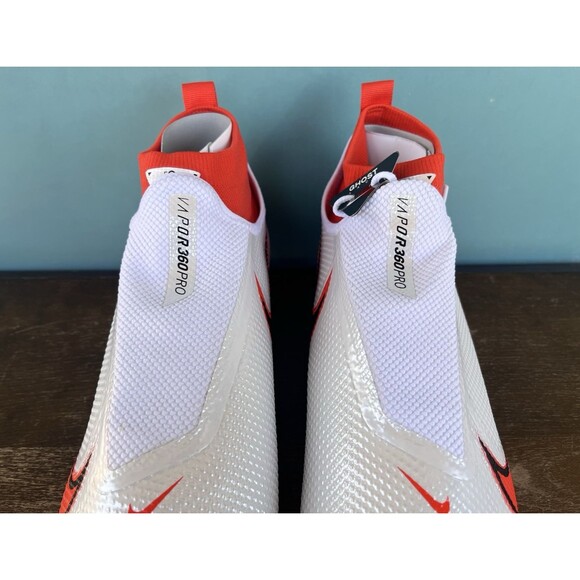 Nike Vapor Edge Pro 360 White/Orange Football Cleats Men's Size 10.5 CV6345-100 - Picture 8 of 11